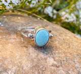 Vintage Signed Sterling Silver 925 Baby Blue Turquoise Stone Ring 2.58g Size 7