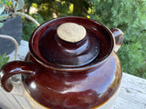 R.R.P Co. Roseville Ohio USA Stoneware Brown Ceramic Jug Bean Pot Lid Container