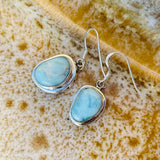 Vintage Sterling Silver 925 Larimar Blue Calcite Dangle Drop Earrings 7g