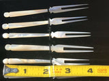 Vintage Mother of Pearl Hors D’oeuvres Olive Oyster Forks Set of 6 in Box