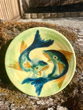 Antique Salva Ceramic Glazed Pottery Asian Fish Plate Dish Wall Art Decor