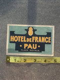 Hotel De France Pau Place Royale French Advertising Luggage Label Sticker