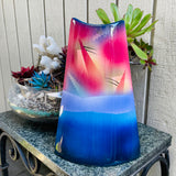 Artist Signed Judith Stiles Studio Art Pottery Ceramic Abstract Pink Blue Vase