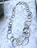Vintage Signed Sterling Silver 925 Abstract Circular Geometric Circles Necklace