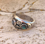 Vintage Sterling Silver 925 Ornate Abalone Shell Swirl Ring Size 6.5