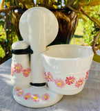 Vintage Ruben's Original Ceramics White Pink Floral Telephone Figurine Vase Cup