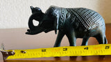 Vintage Antique High Relief Metal Iron Elephant Statue Figurine Tribal Art Decor