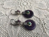 Antique French Ornate Silver + Gold Tone Amethyst Turquoise Pierced Earrings