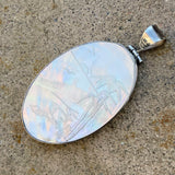 Vintage Sterling Silver 925 Mother of Pearl Abalone Island Scene Pendant 8.9g