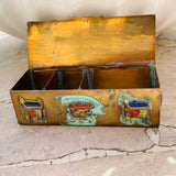 Antique Brass Gold Tone Colorful Enamel Trinket Box Made Signed China