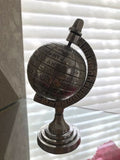 Silver Tone Metal World Globe Decor Desk Paperweight 8” Tall