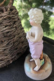 S38 Antique Bisque Porcelain Figurine Statue Girl And Boy