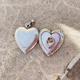 Sterling Silver 925 Pink Mother of Pearl Mother Child Love Locket Pendant 4g