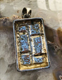 Bold Red Enamel Silver Tone Rectangle Modernist Pendant