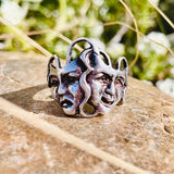 Vintage Comedy Tragedy Happy Sad Theatre Face Masks Sterling Silver 925 Ring 6