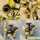 Antique Asian Foo Dog Dragon Brass Metal Figurine Decorative Candlestick Holder
