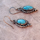 Vintage Sterling Silver 925 Turquoise Stone Dangle Drop Pierced Earrings 5.7g