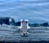 Vintage Sterling Silver 925 Ethnic Wooven Design Rectangle Adjustable Ring