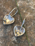 Vintage Signed Thai Sterling Silver 925 Marcasite Heart Shape Pierced Earrings