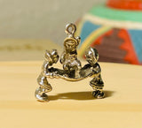 Vintage 925 Sterling Silver 3 Men Ceremonial Folk Art Charm Pendant 4.78g