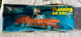 Vintage Photoing On Car Blue Rolls Royce Battery Operated Toy With Original Box