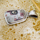 Vintage Artisan Abstract Pink Tourmaline Quartz Gem Stone Hinged Pendant 19.3g