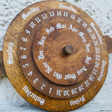 Vintage Swiss Crafts Wood Perpetual Spinning Day Date Month Calendar Wall Art