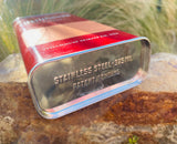 Stillhouse Spirits Co Americas Finest Peach Tea Whiskey Red Tin Red Empty Bottle