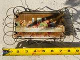 Vintage Italian The Last Supper Metal Framed Art Photo Picture Made in Italy