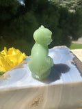 Jadeite Art Glass Cat Kitten Paperweight Jade Green Milk Tone Opaque Figurine