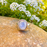 Sterling Silver 925 Moonstone Stone Oval Gemstone Ring Size 4.5