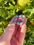 Vintage Sterling Silver 925 Black & White Stone Square Pendant 10.8g