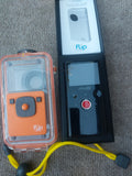 Mini HD Flip Camcorder Video In Box & Orange Waterproof up to 30ft Case + Strap