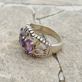 Sterling Silver 925 3 Stone Amethyst Ring Size 8 Weighs 6.6g