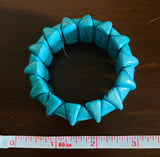 Unique Domed Blue Faux Turquoise Stone Stretch Curved Fashion Bracelet