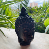 Antique Bronze Metal Thai Buddha Head Bust Buddhist Spiritual Art Decor