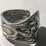Antique Silver Plated Floral Spoon Size 13 Ring