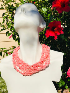 Jay King DTR 925 Sterling Pink Coral Angel Skin Multi Strand Necklace Pair Set 2