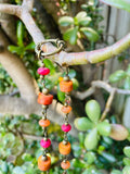 Lucky Brand Pink Orange Coral Tone Beaded Necklace Tree Branch Pendant Necklace
