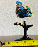 Vintage Colorful Cloisonne Bird Mounted Figurine Sculpture