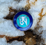 Vintage Turquoise & Lapis Lazuli Stone Symbol Sterling Silver 925 Pendant 14.3g