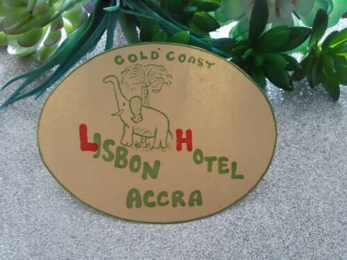 Lisbon Hotel Luggage Sticker Label Gold Coast Accra