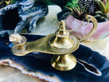 Antique Brass Genie Oil Lamp w Wick Made In India
