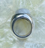 Vintage Sterling Silver 925 Large 37g Oval Natural Moonstone Artisan Ring SZ 6.5