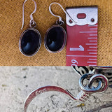 Vintage Sterling Silver 925 Fluorite Gem Stone Drop Dangle Earrings 6.4g