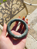 Antique Primitive Tribal Artisan Hand Made Teal Jade Tone Stone Bangle Bracelet