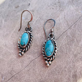 Vintage Sterling Silver 925 Turquoise Stone Dangle Drop Pierced Earrings 5.7g