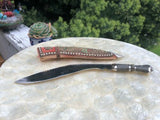 Vintage Gurkha Handmade Khukuri Kukri Knife Blade Wood Handle Beaded Scabbard