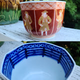 19th Century Japanese Signed Porcelain Red Orange Decorative Handpainted Bowl