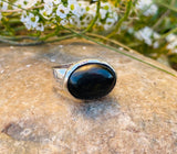 Vintage Signed Sterling Silver 925 Hammered Blue Tigers Eye Stone Ring Size 7.25